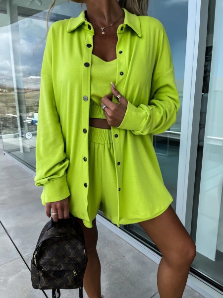 Casual Three Piece INS Vacation Loose Pocket Women's Shorts Set