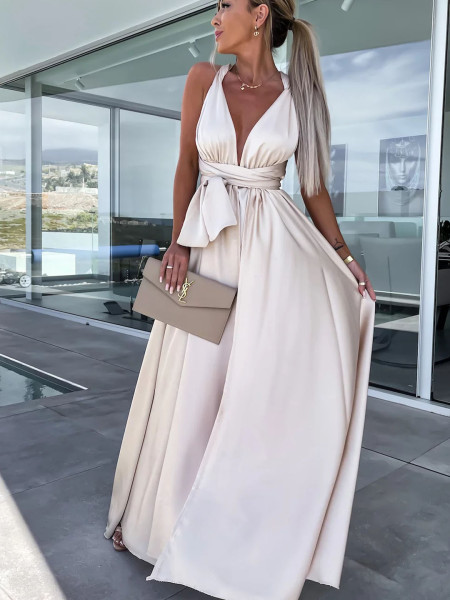 Sexy and versatile lace up dress Loose casual slit dress