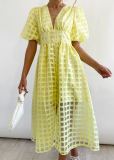 Fashion Multicolor Lantern Sleeve Dress Casual Party Dress