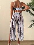 Split bikini swimsuit pants three piece set