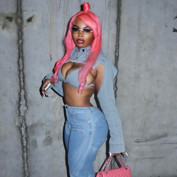 Denim Wash Chest Wrap Top Two Piece Sexy Women's Wear