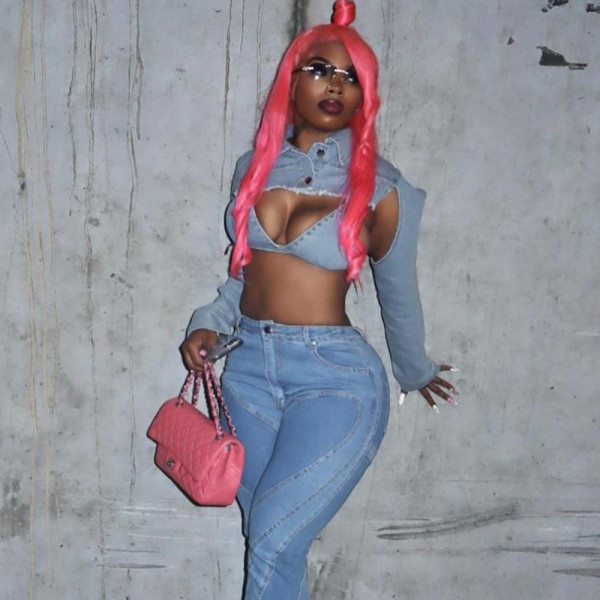 Denim Wash Chest Wrap Top Two Piece Sexy Women's Wear