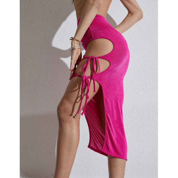 Side Design Strap High Split Sexy Slim Fit Beach Holiday Skirt