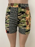 Women's cotton button zipper camouflage slim fitting sexy shorts