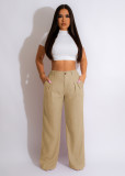 Women's linen cotton casual pants, breathable straight tube pants, cotton linen pants