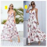 Chiffon printed strap sexy dress