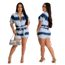 Sexy pad dyed short sleeved jumpsuit shorts Sexy pad dyed short sleeved jumpsuit shorts