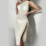 Beach Skirt Women's Solid Sleeveless Sexy Hollow Out Bikini Swimwear Cover Up