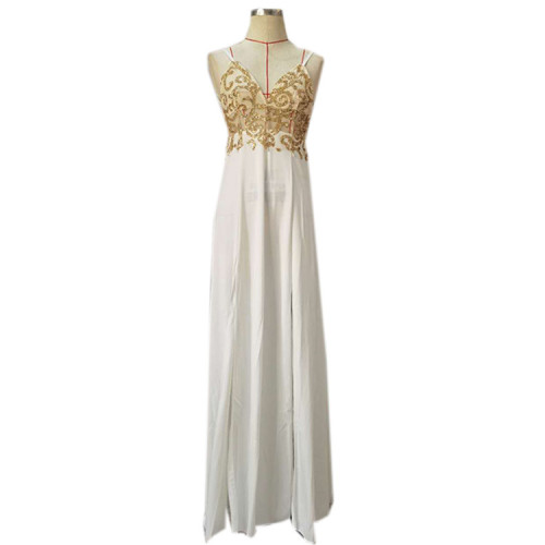 Evening Dress Strap Sexy Wedding Bridesmaid Dress Deep V Split Slim Fit Open Back Dress