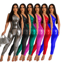 Women's jumpsuit metallic sleeveless tight sexy jumpsuit Women's jumpsuit metallic sleeveless tight sexy jumpsuit