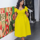 High Waist Large Swing Cocktail Evening Dress