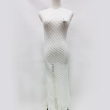 Beach Skirt Women's Solid Sleeveless Sexy Hollow Out Bikini Swimwear Cover Up