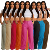 Women's linen cotton casual pants, breathable straight tube pants, cotton linen pants