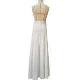 Evening Dress Strap Sexy Wedding Bridesmaid Dress Deep V Split Slim Fit Open Back Dress