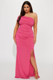 Temperament Irregular Off Shoulder Pleated Split Evening Dress Dress