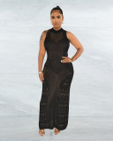 Beach Long Dress Knitted Tank Top Hollow Out Sexy Dress