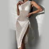 Beach Skirt Women's Solid Sleeveless Sexy Hollow Out Bikini Swimwear Cover Up