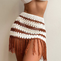 Fashionable Beach Holiday Skirt Knitted Hand Hook Spliced Colorful Fringe Bikini Overlay Half length Short Skirt Fashionable Beach Holiday Skirt Knitted Hand Hook Spliced Colorful Fringe Bikini Overlay Half length Short Skirt
