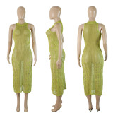 Beach Long Dress Knitted Tank Top Hollow Out Sexy Dress