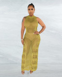 Beach Long Dress Knitted Tank Top Hollow Out Sexy Dress