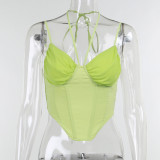 Versatile Slim Fit Hanging Neck Strap Tank Top