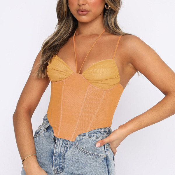 Versatile Slim Fit Hanging Neck Strap Tank Top