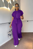 Drawstring short top, high waisted split women's pants, fashionable two-piece set