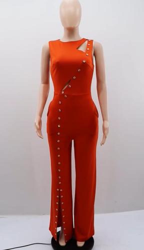 Sleeveless Versatile Fashion High Waist Split Loose Women's jumpsuit