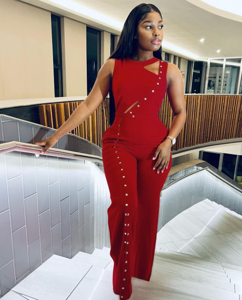 Sleeveless Versatile Fashion High Waist Split Loose Women's jumpsuit