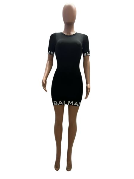 Printed Short Sleeve Slim Fit Wrap Hip Dress