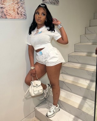 Letter printed sportswear suit women's shorts
