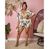 Women's Fashion Casual Printing Three Piece Shorts Set