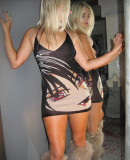Cartoon digital positioning printing sexy V-neck open back slim fitting dress short skirt