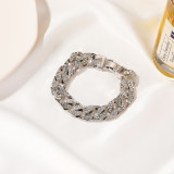 Thick Chain Bracelet Network Red Same Wide Edition Flash Diamond Bracelet Street Trendy Jump Di Alloy Accessories