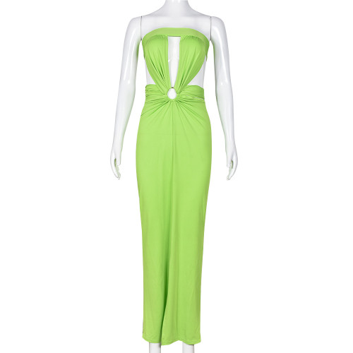 Chest Wrapped Hollow Open Back Style Commuter Dress