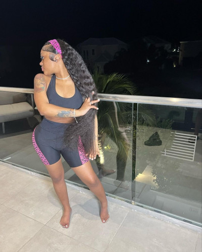 Digital printed color matching sleeveless slim fitting vest shorts casual set of two