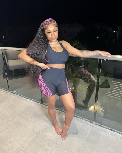 Digital printed color matching sleeveless slim fitting vest shorts casual set of two