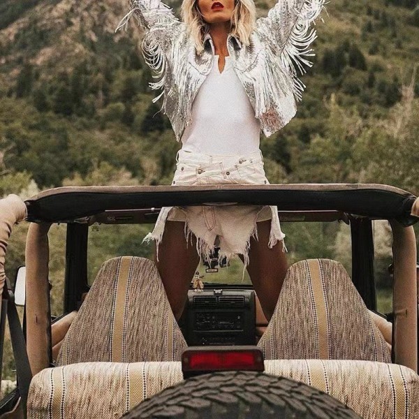 Beaded fringe cardigan top