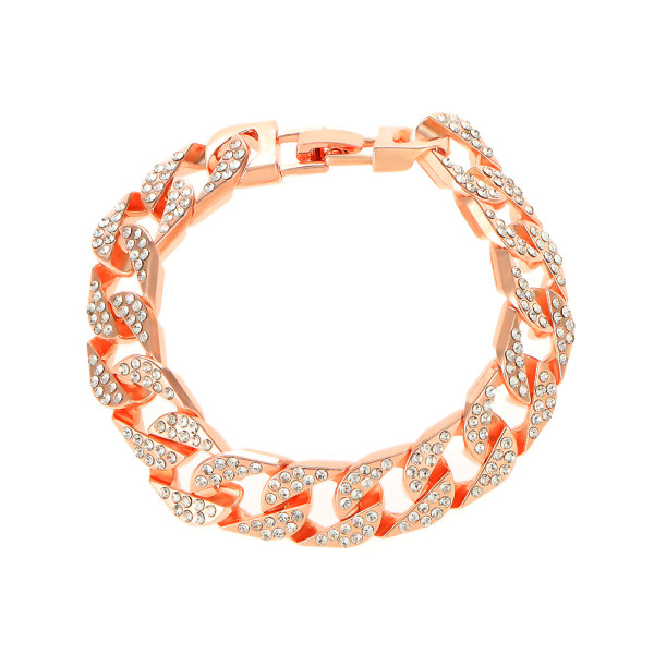 Thick Chain Bracelet Network Red Same Wide Edition Flash Diamond Bracelet Street Trendy Jump Di Alloy Accessories