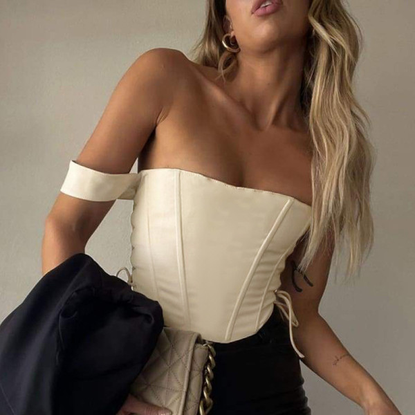 Solid color camisole waistband drawstring top