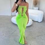 Chest Wrapped Hollow Open Back Style Commuter Dress