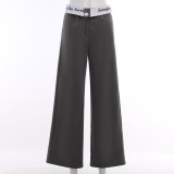 High waisted straight tube printed contrasting color pants