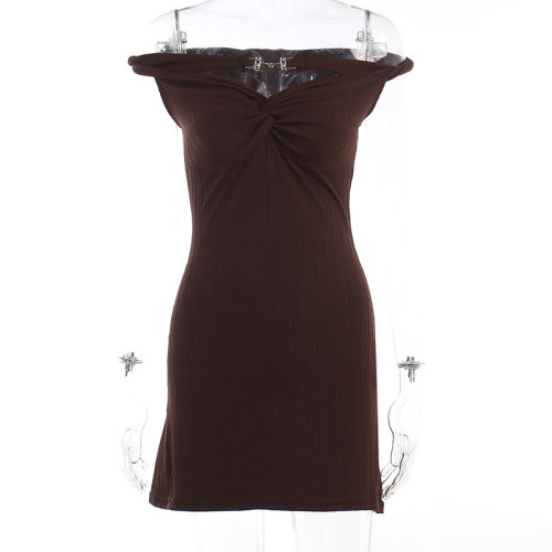 Irregular Design Slim Fit Off Shoulder Dress