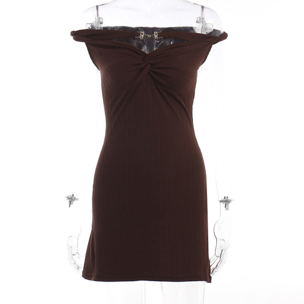 Irregular Design Slim Fit Off Shoulder Dress
