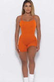 Solid ribbed suspender back and hip lifting yoga casual jumpsuit
