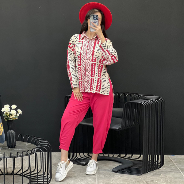 Loose oversized fashionable women's spring and autumn long sleeved shirt with hooded Harlan pants