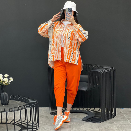 Loose oversized fashionable women's spring and autumn long sleeved shirt with hooded Harlan pants