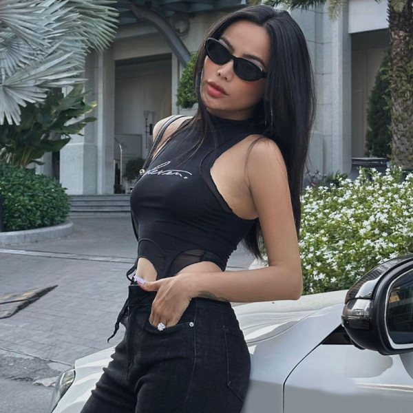 Basic Round Neck Hot Diamond Spicy Girl Fake Two Piece Versatile Top