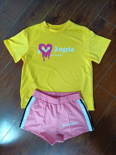 Printed sports suit shorts set