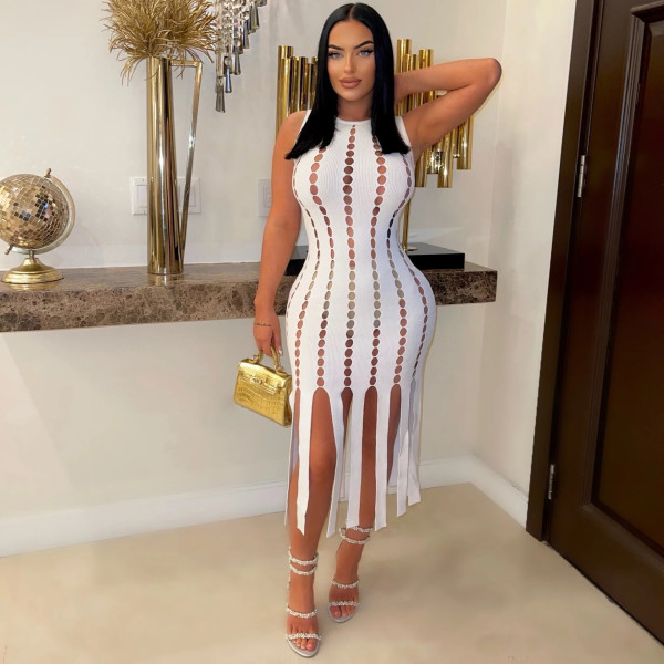 Sexy Hole Tassel Sleeveless Dress